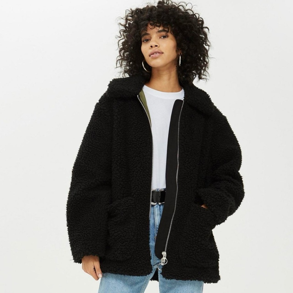 Topshop Black Borg Zip Up Jacket
